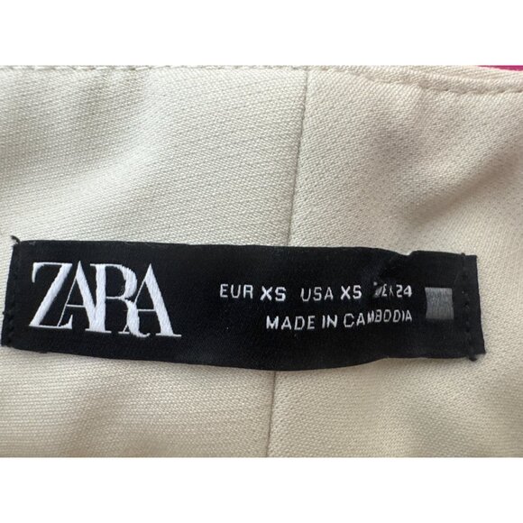 NWOT ZARA XS High-Waist Trousers With Wide Belt Neutral Cream High Rise - Picture 7 of 16